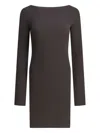 Rick Owens Ribbed Open-back Midi Dress In Gray