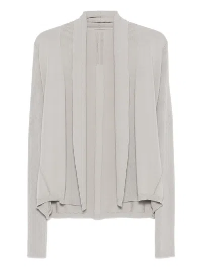 Rick Owens Ribbed Open-front Cardigan In Gray