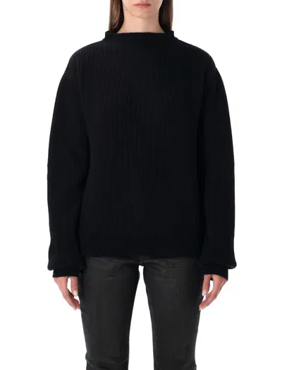 Rick Owens Ribbed Open-back Sweater In Black