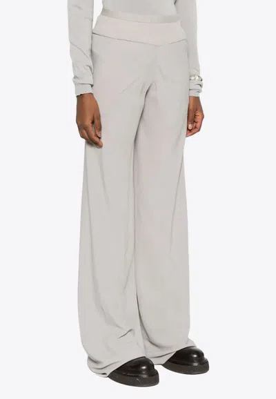Rick Owens Ribbed Palazzo Wide-leg Pants In Gray