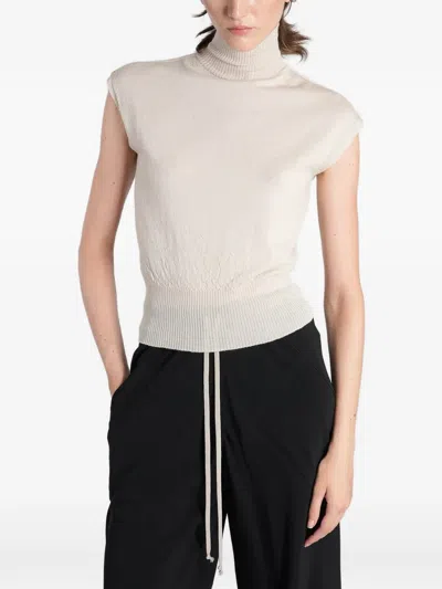Rick Owens Ribbed Roll-neck Sweater In Neutral