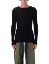 Rick Owens Fitted Ribbed Knit Turtleneck In Soft Virgin Wool In Black