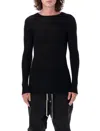 Rick Owens Forever Rib Ls T In Mini Rib Jersey In Black