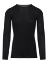 Rick Owens Black Wool Ribbed Round Neck Pullover In Black