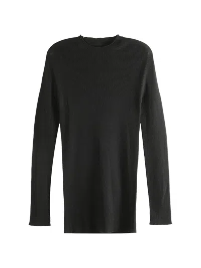 Rick Owens Ribbed Round Neck Clothing In Black