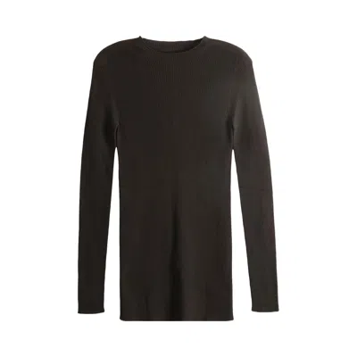 Pre-owned Rick Owens Ribbed Round Neck 'grease' | Brown | Men's Size L