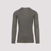 Rick Owens Ribbed Fitted Long-sleeved Top With Classic Crew Neckline In Gray