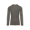 Rick Owens Ribbed Fitted Long-sleeved Top With Classic Crew Neckline In Gray