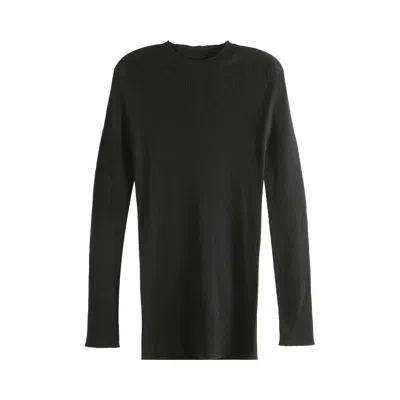 Pre-owned Rick Owens Ribbed Round Neck Top 'black' | Men's Size L