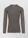 Rick Owens Ribbed Fitted Long-sleeved Top With Classic Crew Neckline In Gray