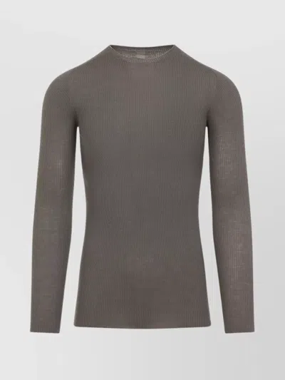 RICK OWENS RIBBED ROUND NECK WOOL PULLOVER