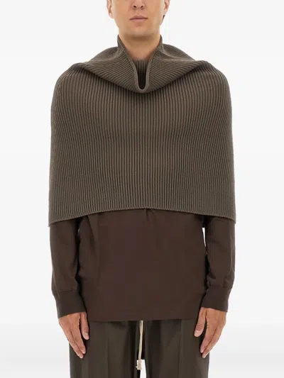 Rick Owens Ribbed Scarf In Brown