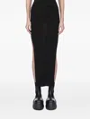 Rick Owens Ribbed Knit Sacriskirt With Signature Back Detail In Black