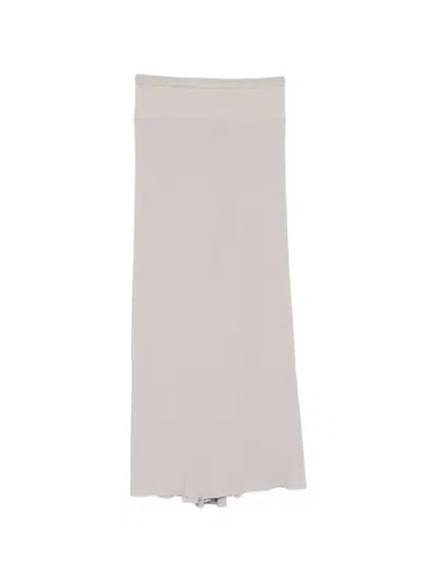 Rick Owens Silk Blend Long Skirt In Metallic