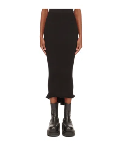 Rick Owens Ribbed Skirt In Black