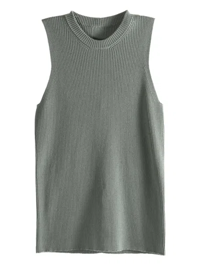 Rick Owens Ribbed Sleeveless Tank Top In Metallic