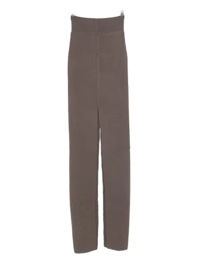 Rick Owens Ribbed Slit Skirt In Brown