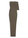 Rick Owens Ribbed Strapless Maxi Dress In Brown