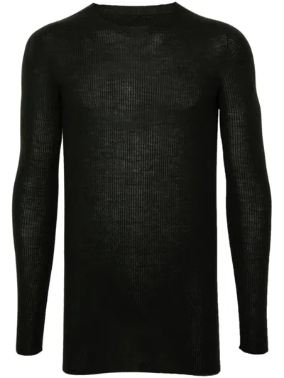 Rick Owens Ribbed-knit Virgin Wool Jumper In Black