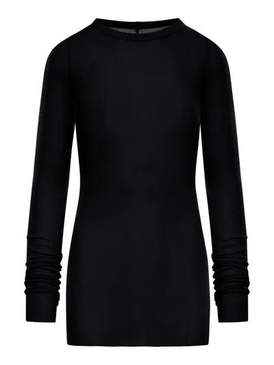 Rick Owens Ribbed Sweater In Semi-transparent Fabric In Black