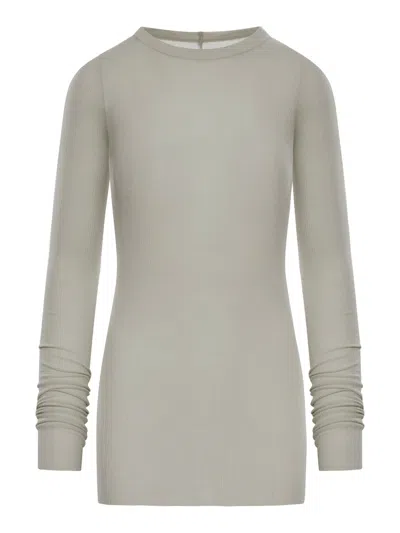 Rick Owens Ribbed Sweater In Semi-transparent Fabric In Gray