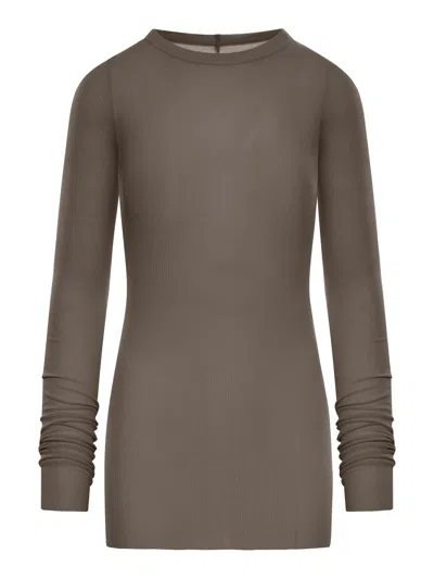 Rick Owens Ribbed Sweater In Semi-transparent Fabric In Gray