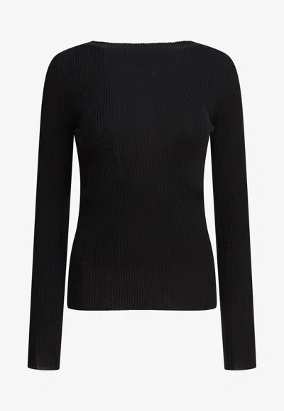 Rick Owens Ribbed Sweater With Cut-out In Black