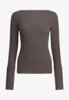 Rick Owens Ribbed Sweater With Cut-out In Brown