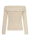 Rick Owens Ribbed Sweater With Off-the-shoulder In Neutral