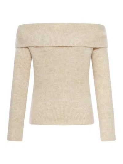 RICK OWENS RIBBED SWEATER WITH OFF-THE-SHOULDER