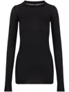 Rick Owens Ribbed Long-sleeve Top With Signature Back Stitching In Black