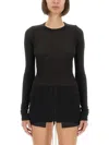 Rick Owens Black Viscose Silk T-shirts In Black