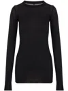 Rick Owens Ribbed Long-sleeve Top With Signature Back Stitching In Black
