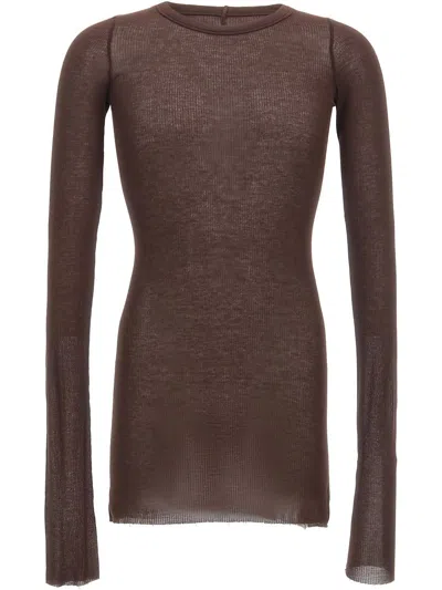 Rick Owens Ribbed T-shirt In Brown