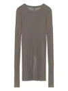 Rick Owens Grey Solid Round Neck T-shirt In Gray