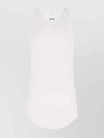 Rick Owens Ribbed T-shirt Sleeveless Curved Hem In White