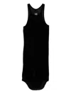 Rick Owens Cotton Racerback Sleeveless Longline Scoop Neck Top In Black