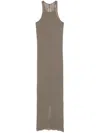 Rick Owens Ribbed Tank Dress In Braun