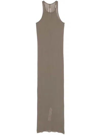 Rick Owens Ribbed Tank Dress In Braun