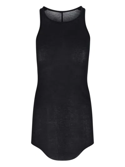 RICK OWENS RIBBED TANK TOP - BLACK
