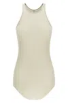 Rick Owens Ribbed Tank Top Tops Beige In Neutral