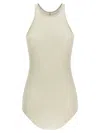 Rick Owens Ribbed Tank Top Tops Beige In Neutral