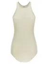 Rick Owens Ribbed Tank Top Tops Beige In Neutral