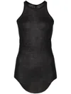 Rick Owens Ribbed Long Tank Top In Black