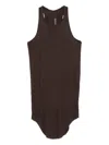 Rick Owens Ribbed Tank Top In Brown