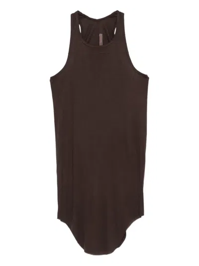 Rick Owens Ribbed Tank Top In Brown