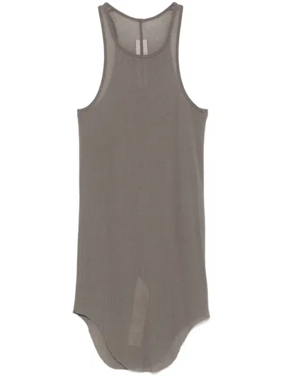 Rick Owens Ribbed Sleeveless Top In Beige