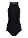 Rick Owens Black Ribbed Tank Top With Curved Hem In Viscose And Silk Blend Woman In Black