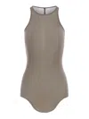 Rick Owens Ribbed Tank Top In Viscose And Silk In Nude & Neutrals