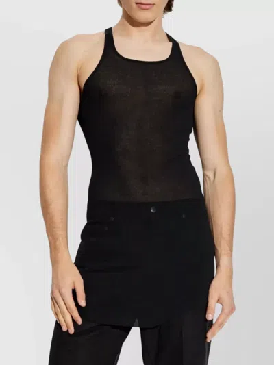 Rick Owens Ribbed Tank Top Racerback Neckline In Black